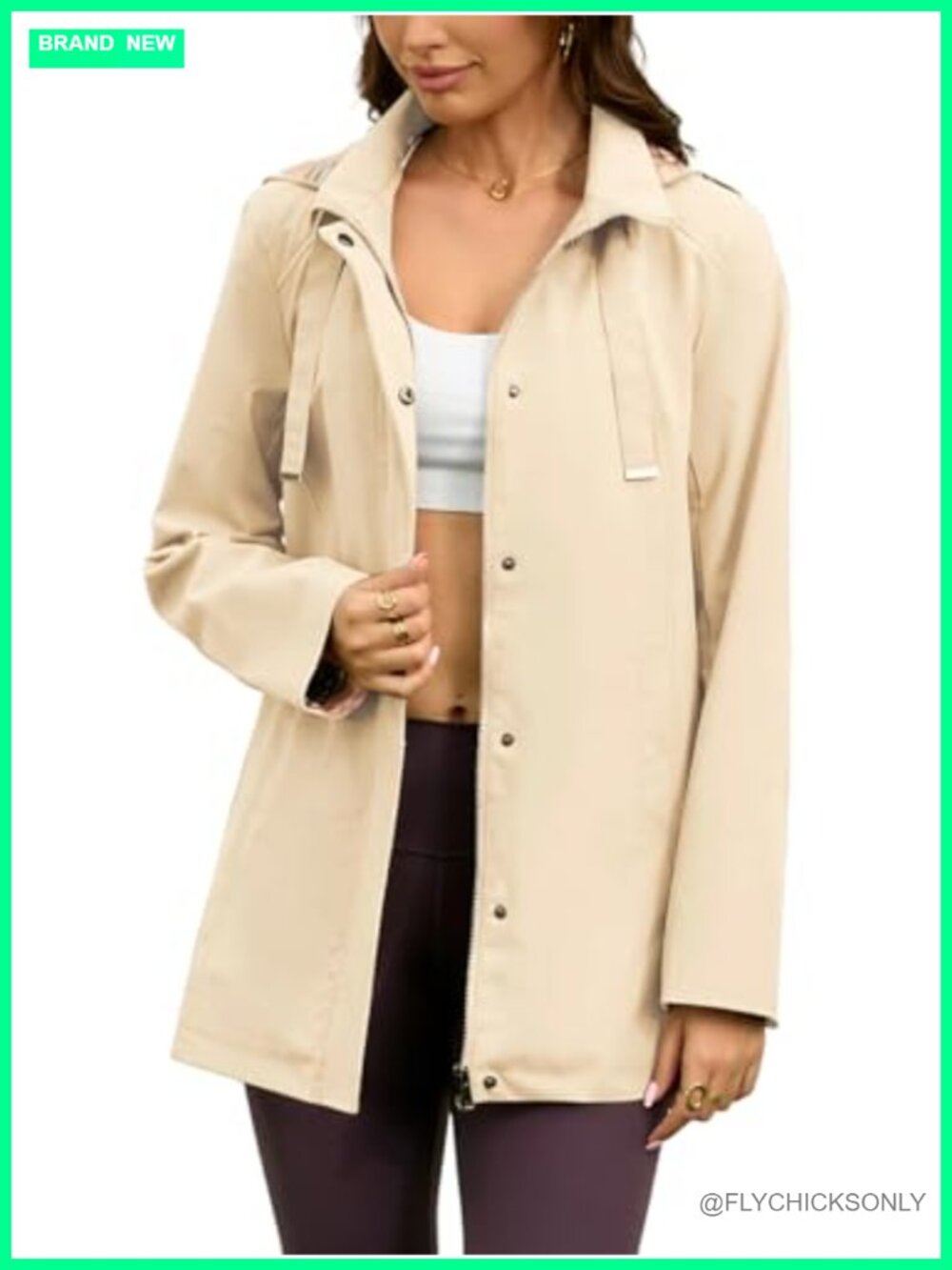 Waterproof Long Hooded Rain Jacket Windbreaker Lightweight Trench Coat